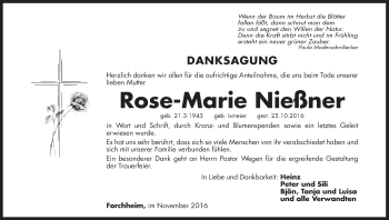 Anzeige von Rose-Marie Nießner von MGO