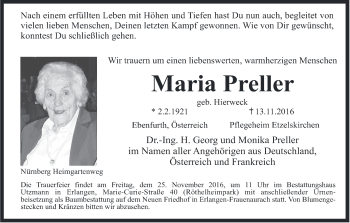 Anzeige von Maria Preller von MGO