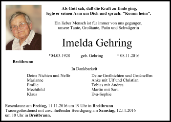 Anzeige von Imelda Gehring von MGO