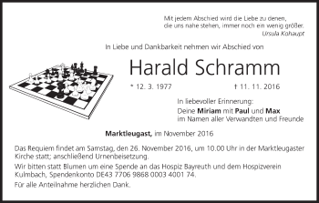 Anzeige von Harald Schramm von MGO