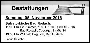 Anzeige von Bestattungen vom 05.11.2016 von MGO