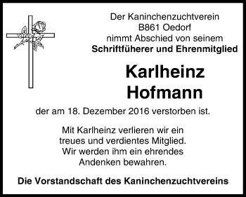 Anzeige von Karlheinz Hofmann von MGO