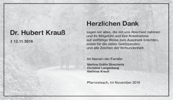 Anzeige von Hubert Krauß von MGO