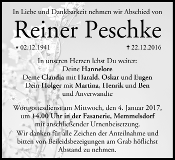 Anzeige von Reiner Peschke von MGO