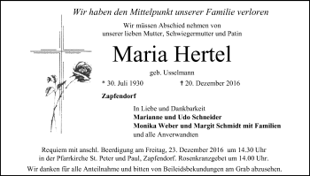 Anzeige von Maria Hertel von MGO