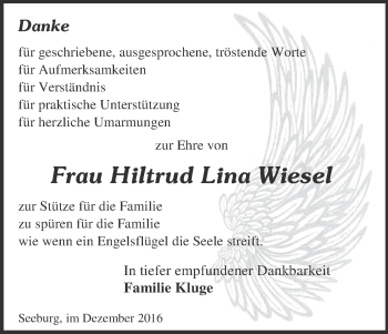 Anzeige von Hiltrud Lina Wiesel von MGO