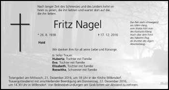Anzeige von Fritz Nagel von MGO