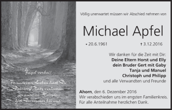 Anzeige von Michael Apfel von MGO