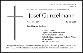 Anzeige von Josef Gunzelmann von MGO