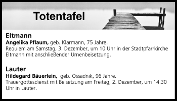 Anzeige von Totentafel vom 02.12.2016 von MGO