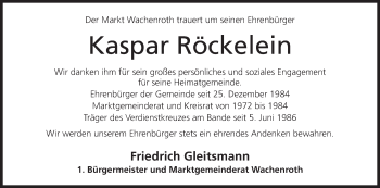 Anzeige von Kaspar Röckelein von MGO