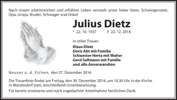 Anzeige von Julius Dietz von MGO