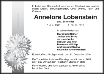 Anzeige von Annelore Lobenstein von MGO