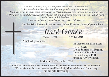 Anzeige von Imré Genée von MGO