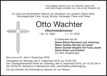 Anzeige von Otto Wachter von MGO