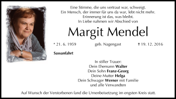 Anzeige von Margit Mendel von MGO