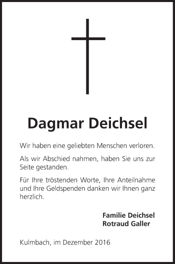 Anzeige von Dagmar Deichsel von MGO