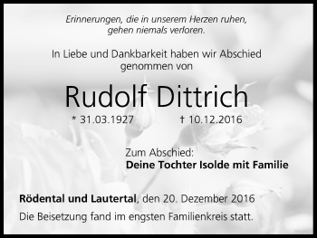 Anzeige von Rudolf Dittrich von MGO