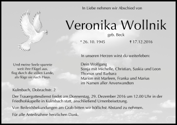 Anzeige von Veronika Wollnik von MGO