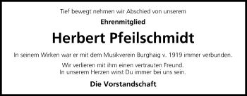 Anzeige von Herbert Pfeilschmidt von MGO