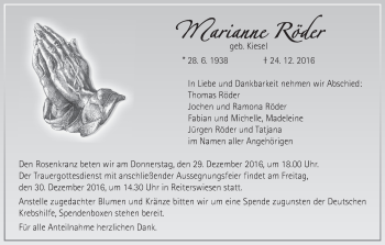 Anzeige von Marianne Röder von MGO