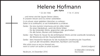 Anzeige von Helene Hofmann von MGO