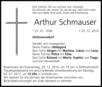 Anzeige von Arthu Schmauser von MGO