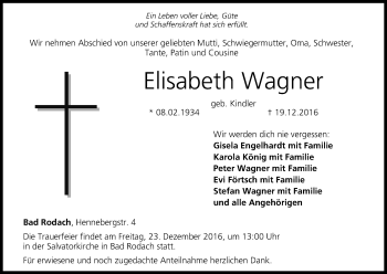 Anzeige von Elisabeth Wagner von MGO