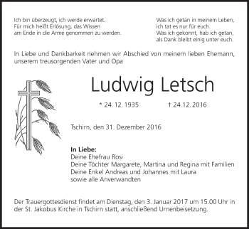 Anzeige von Ludwig Letsch von MGO