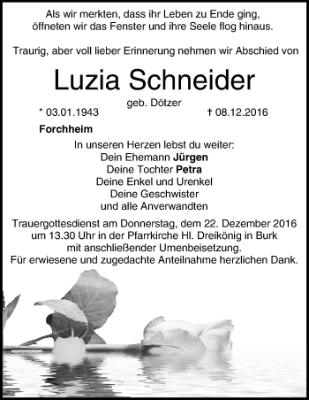 Anzeige von Luzia Schneider von MGO