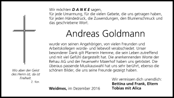 Anzeige von Andreas Goldmann von MGO