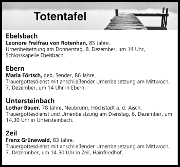 Anzeige von Totentafel vom 06.12.2016 von MGO