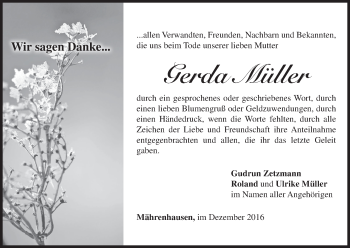 Anzeige von Gerda Müller von MGO