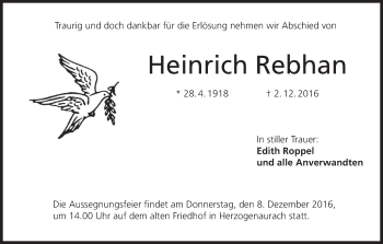 Anzeige von Heinrich Rebhan von MGO