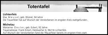 Anzeige von Totentafel vom 24.12.2016 von MGO