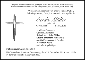 Anzeige von Gerda Müller von MGO