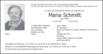 Anzeige von Maria Schmitt von MGO