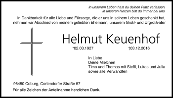 Anzeige von Helmut Keuenhof von MGO