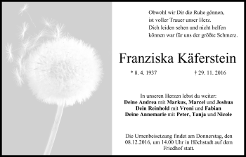 Anzeige von Franziska Käferstein von MGO