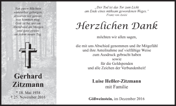 Anzeige von Gerhard Zitzmann von MGO