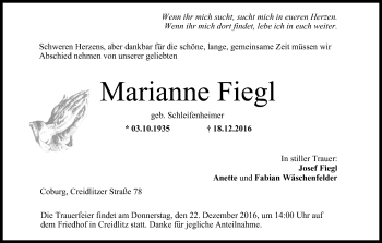 Anzeige von Marianne Fiegl von MGO