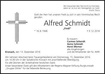 Anzeige von Alfred Schmidt von MGO