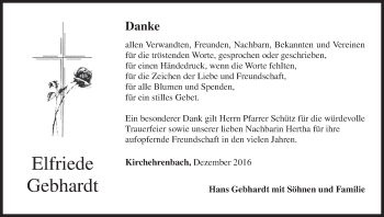Anzeige von Elfriede Gebhardt von MGO