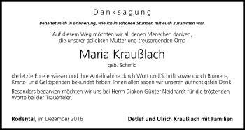 Anzeige von Maria Kraußlach von MGO