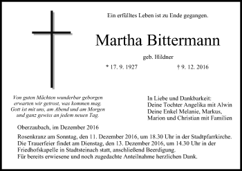 Anzeige von Martha Bittermann von MGO