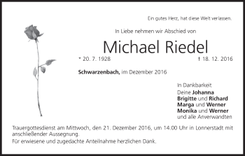 Anzeige von Michael Riedel von MGO