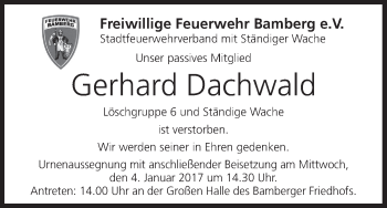 Anzeige von Gerhard Dachwald von MGO