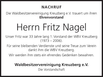 Anzeige von Fritz Nagel von MGO