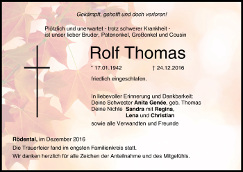 Anzeige von Rolf Thomas von MGO