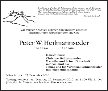 Anzeige von Peter W. Heilmannseder von MGO